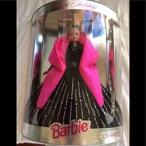 NWT 1998 Happy Holidays Barbie Edition in Pink and Black Ensemble